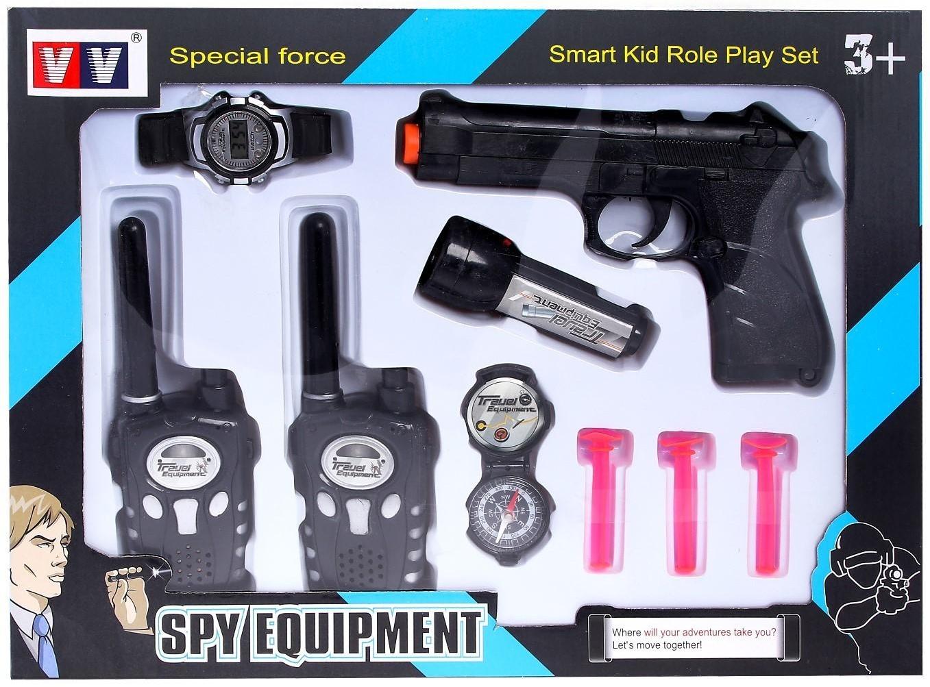 Набор шпиона «Спецагент»: 2 рации, пистолет, часы, фонарик, компас