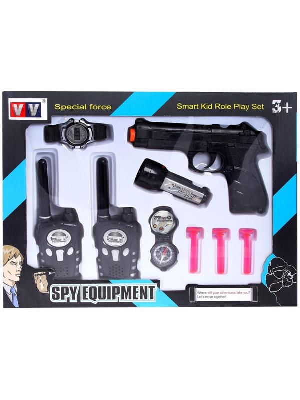Набор шпиона «Спецагент»: 2 рации, пистолет, часы, фонарик, компас