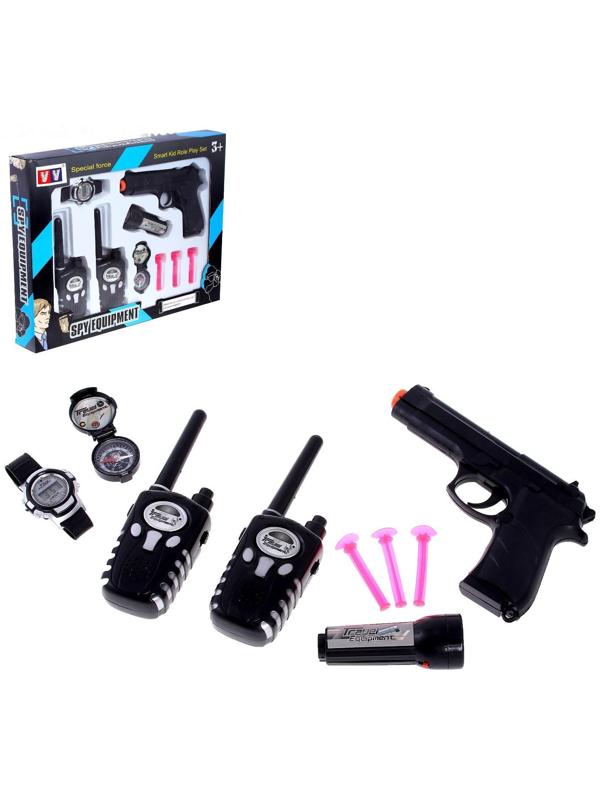 Набор шпиона «Спецагент»: 2 рации, пистолет, часы, фонарик, компас