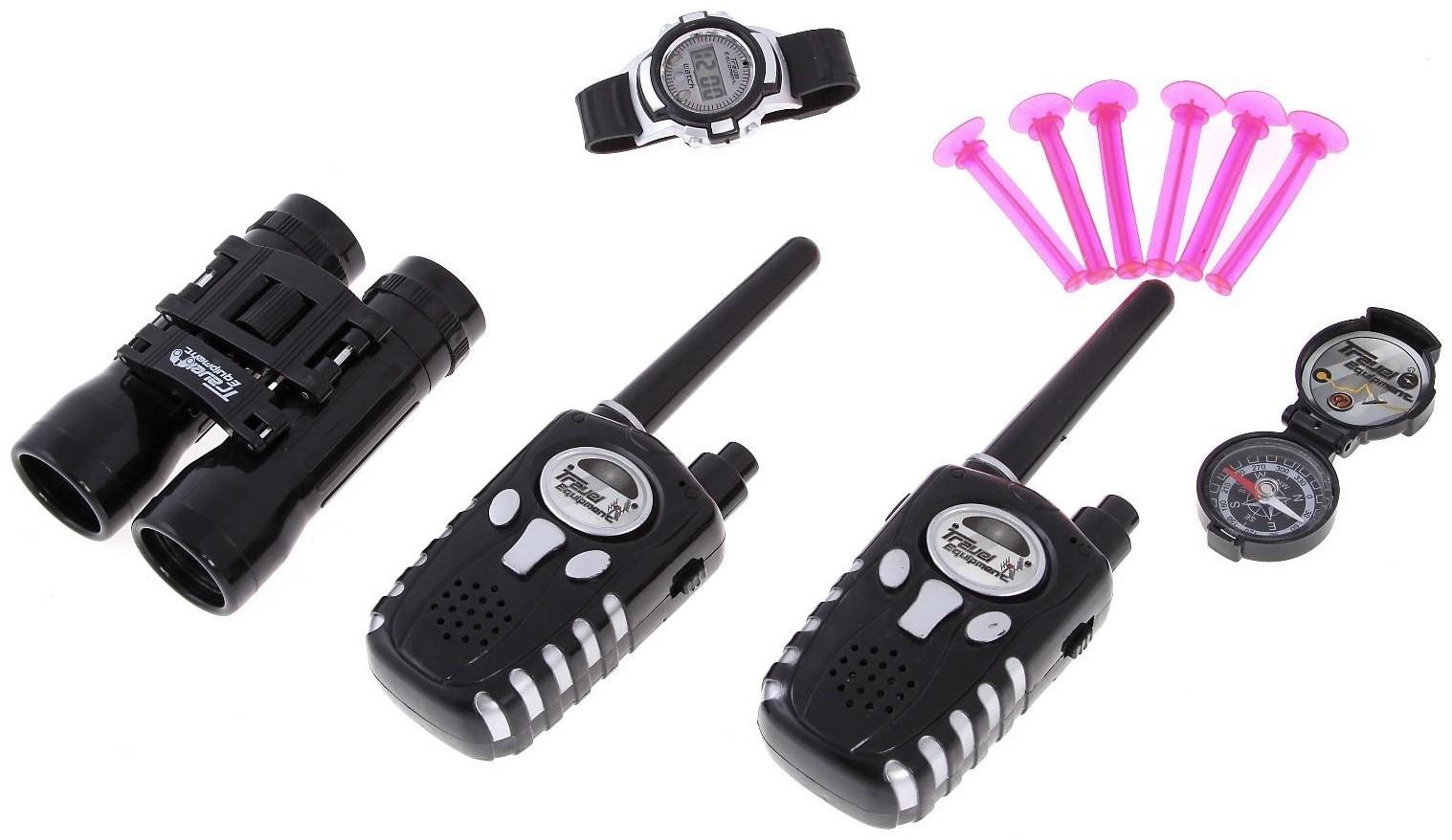 Игровой набор шпиона «Двойной агент»: 2 пистолета, 2 рации, часы, компас, бинокль