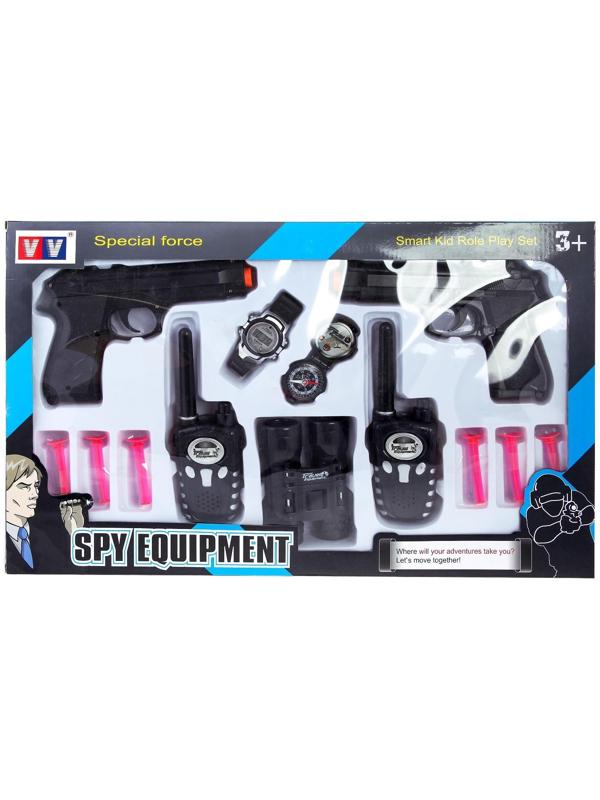 Игровой набор шпиона «Двойной агент»: 2 пистолета, 2 рации, часы, компас, бинокль