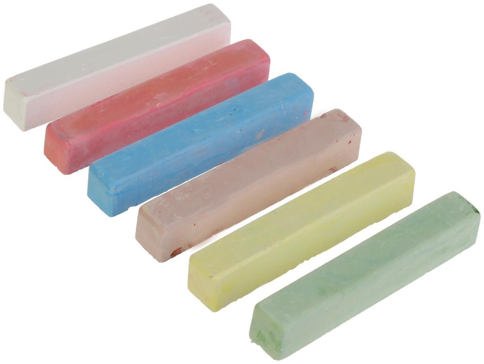 Мелки цветные Calligrata, в наборе 6 штук, квадратные, МИКС