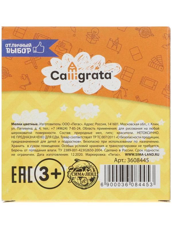 Мелки цветные Calligrata, в наборе 6 штук, квадратные, МИКС