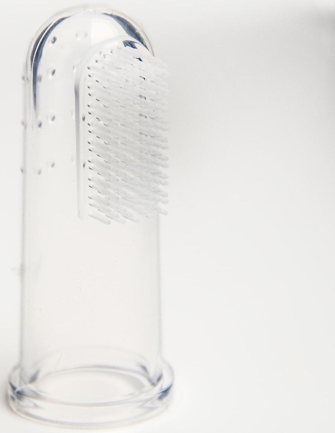 Детская зубная щетка, прорезыватель - массажер на палец, силиконовая, в контейнере, на палец от 3 мес.