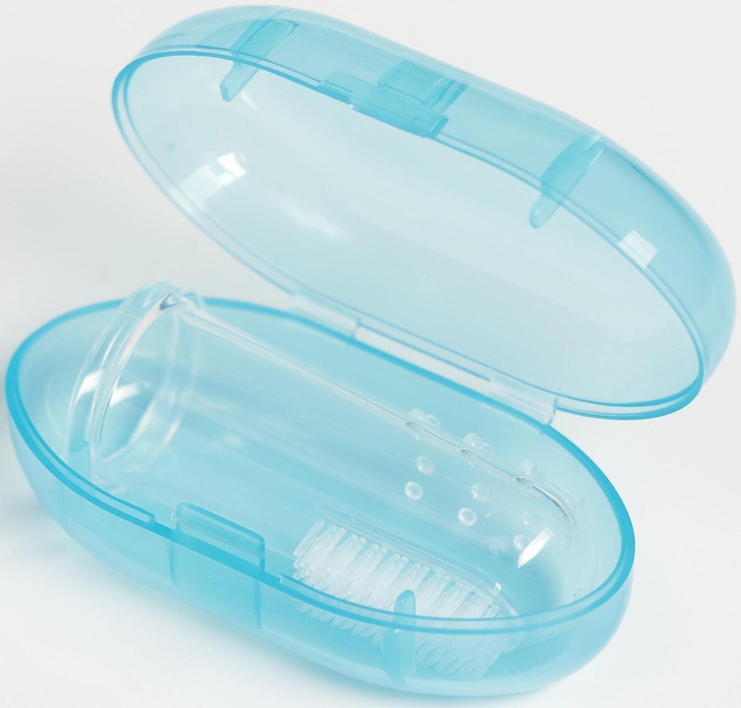 Детская зубная щетка, прорезыватель - массажер на палец, силиконовая, в контейнере, на палец от 3 мес.