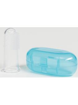 Детская зубная щетка, прорезыватель - массажер на палец, силиконовая, в контейнере, на палец от 3 мес.