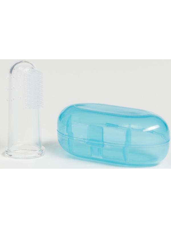 Детская зубная щетка, прорезыватель - массажер на палец, силиконовая, в контейнере, на палец от 3 мес.