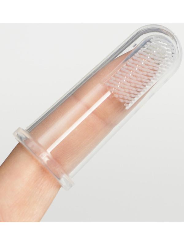 Детская зубная щетка, прорезыватель - массажер на палец, силиконовая, в контейнере, на палец от 3 мес.