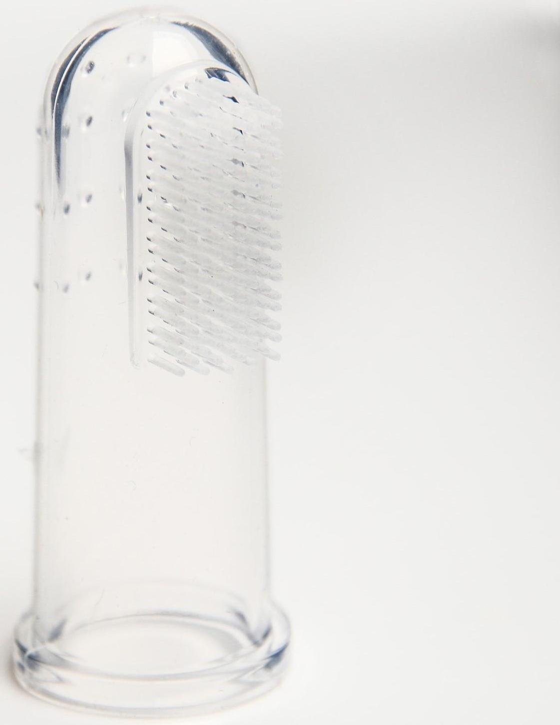 Детская зубная щетка, прорезыватель - массажер, силиконовая, в контейнере, на палец от 3 мес.