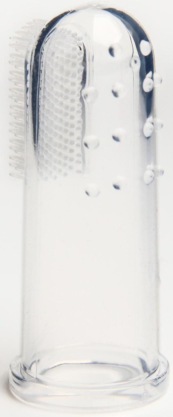 Детская зубная щетка, прорезыватель - массажер, силиконовая, в контейнере, на палец от 3 мес.