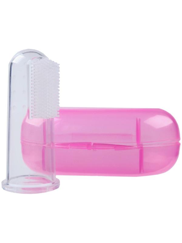 Детская зубная щетка, прорезыватель - массажер, силиконовая, в контейнере, на палец от 3 мес.