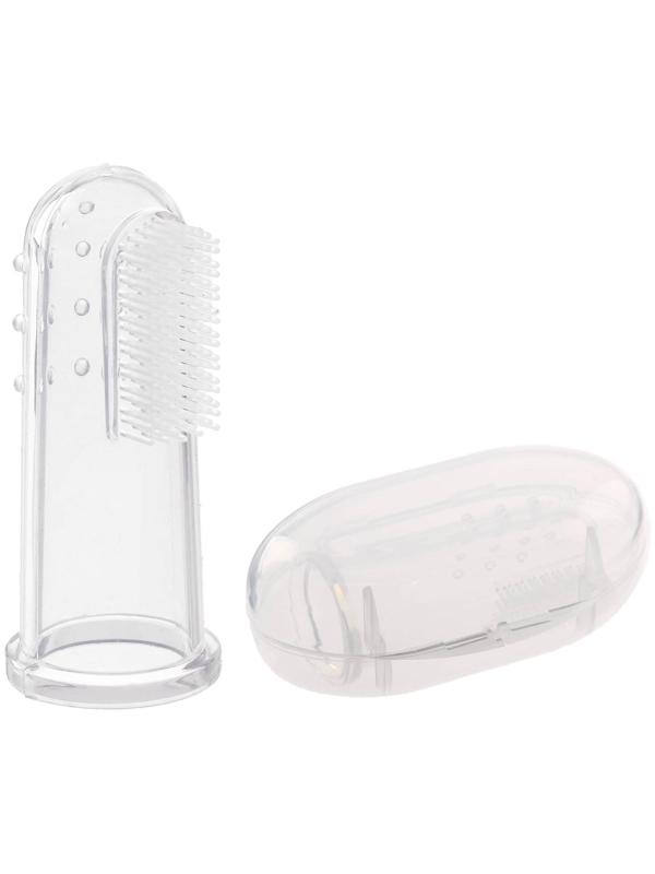 Детская зубная щетка, прорезыватель - массажер, силиконовая, в контейнере, на палец от 3 мес.