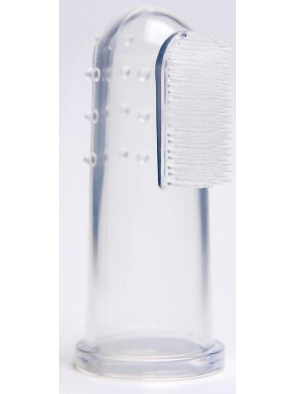 Детская зубная щетка, прорезыватель - массажер, силиконовая, в контейнере, на палец от 3 мес.