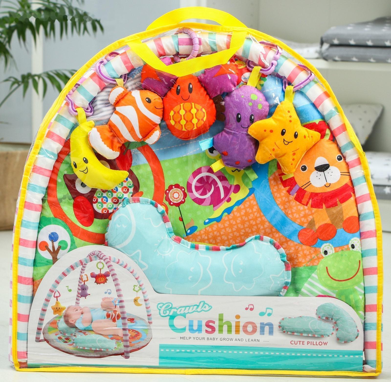 Развивающий коврик «Ежик на прогулке», с дугами и подушечкой