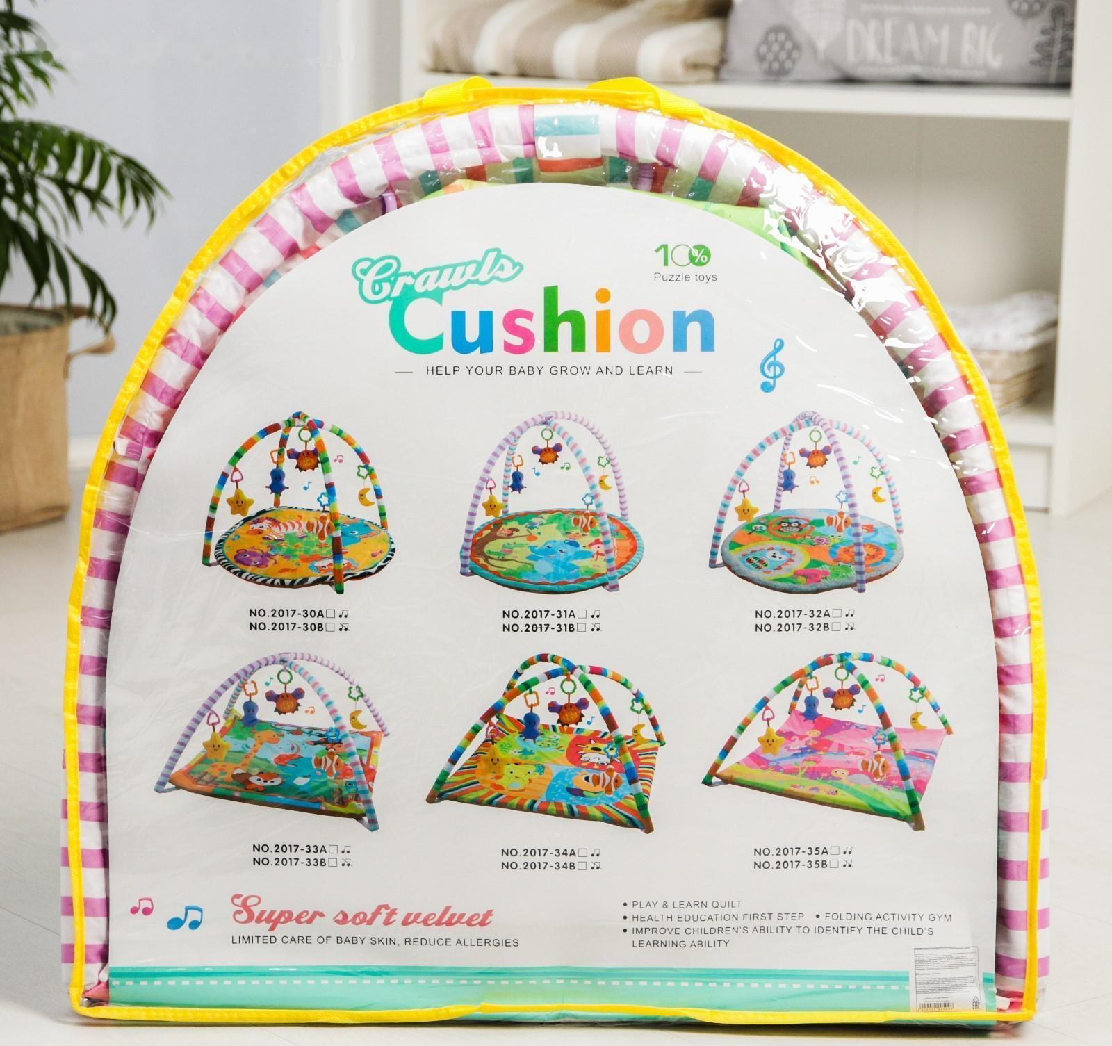 Развивающий коврик с дугами «Слоник и друзья», 5 игрушек, с подушечкой, р-р 68х68х0,5 см.