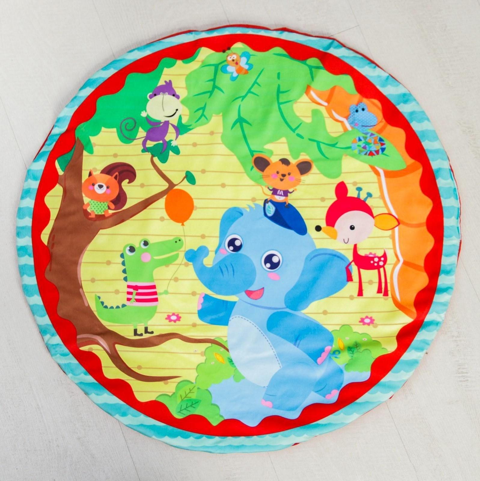 Развивающий коврик с дугами «Слоник и друзья», 5 игрушек, с подушечкой, р-р 68х68х0,5 см.