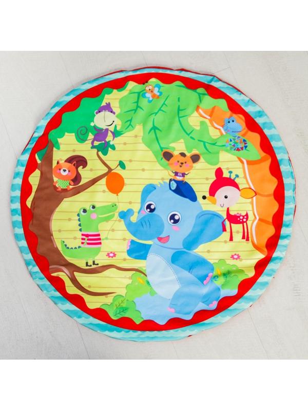 Развивающий коврик с дугами «Слоник и друзья», 5 игрушек, с подушечкой, р-р 68х68х0,5 см.