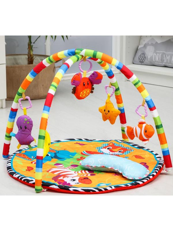 Развивающий коврик «Зоо», с дугами и подушечкой