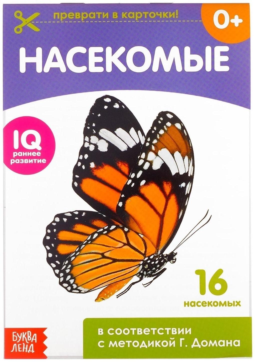 Обучающие карточки Г. Домана «Насекомые», на скрепке, 20 стр.
