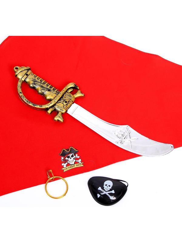 Карнавальный костюм взрослый «Настоящий пират», серьга, наглазник, меч, бандана