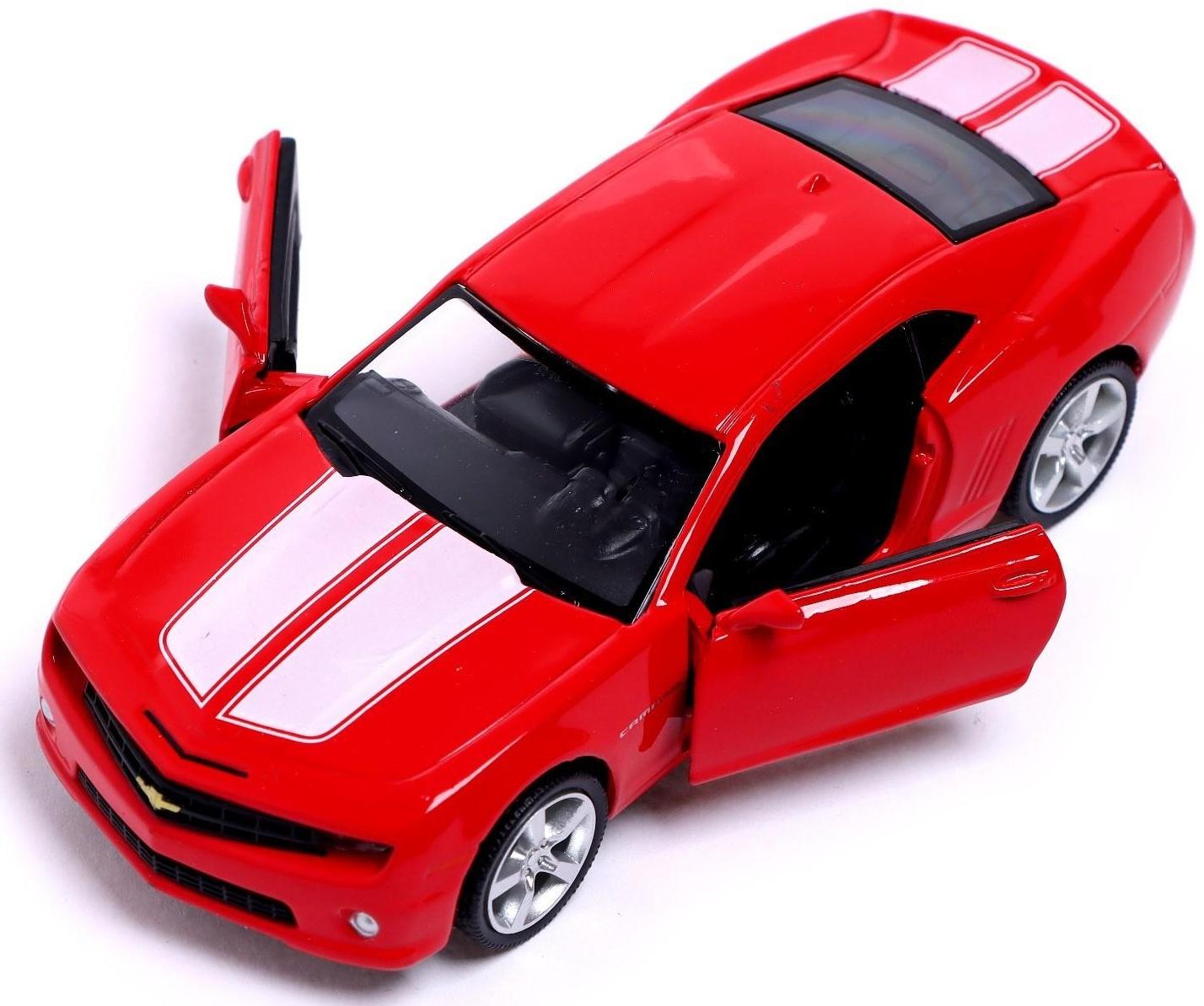 Машина металлическая CHEVROLET CAMARO, 1:32, открываются двери, инерция, цвет красный