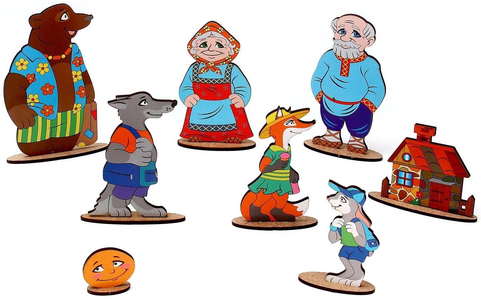 Кукольный театр сказки на столе «Колобок», высота кукол 4-12 см, фигурки односторонние, толщиной: 3 мм