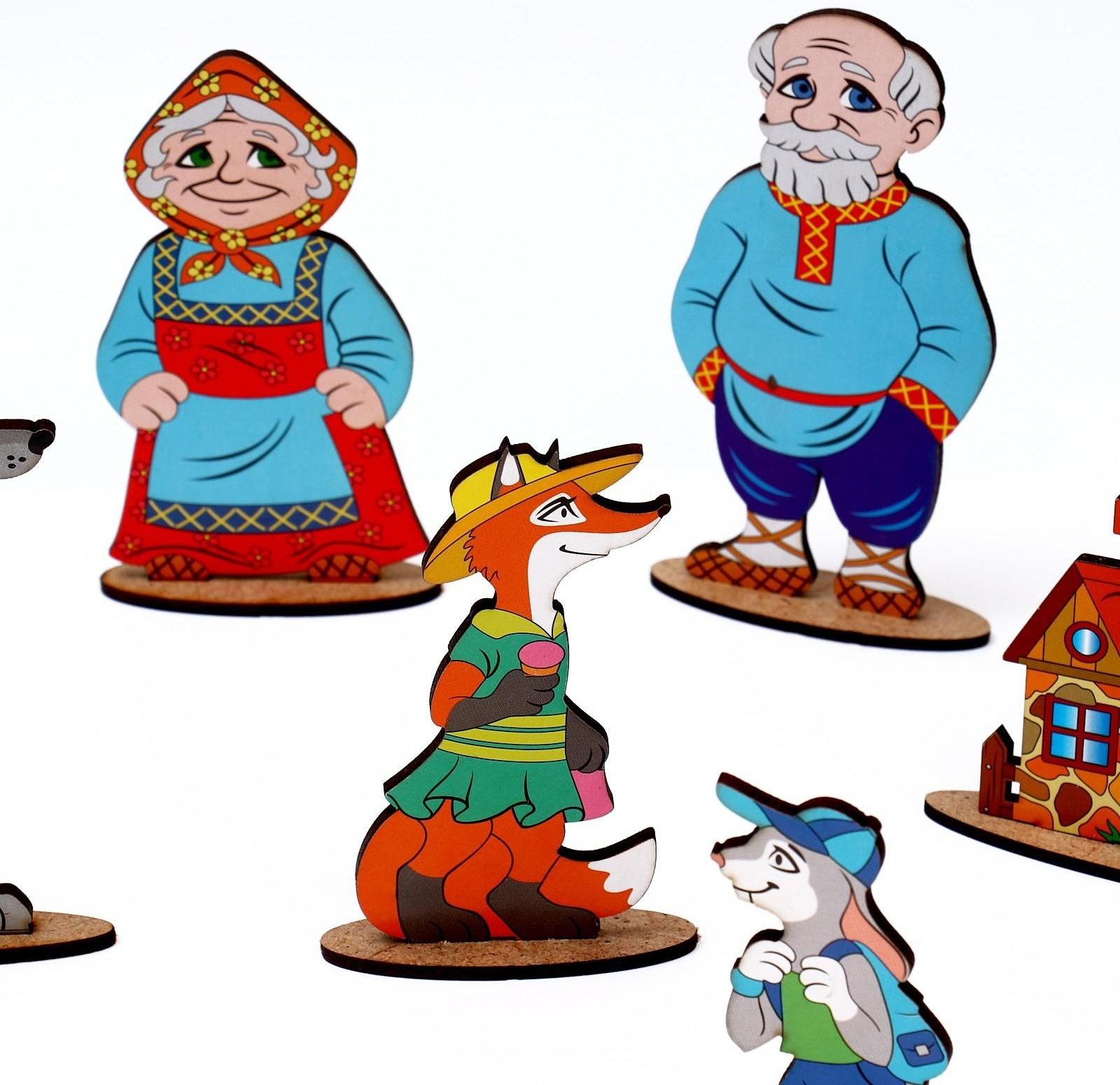 Кукольный театр сказки на столе «Колобок», высота кукол 4-12 см, фигурки односторонние, толщиной: 3 мм