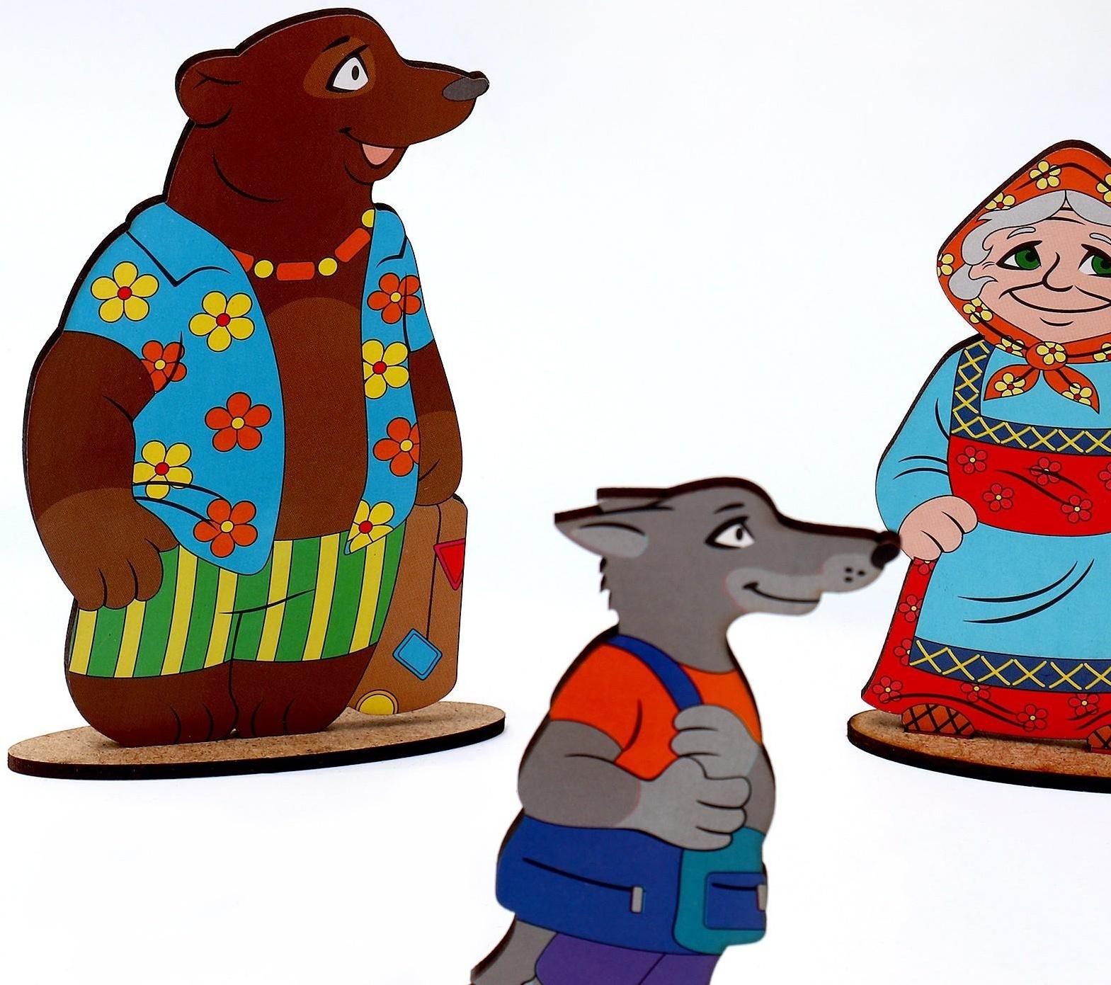 Кукольный театр сказки на столе «Колобок», высота кукол 4-12 см, фигурки односторонние, толщиной: 3 мм