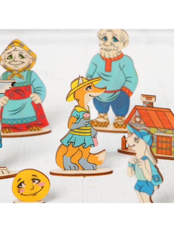 Кукольный театр сказки на столе «Колобок», высота кукол 4-12 см, фигурки односторонние, толщиной: 3 мм