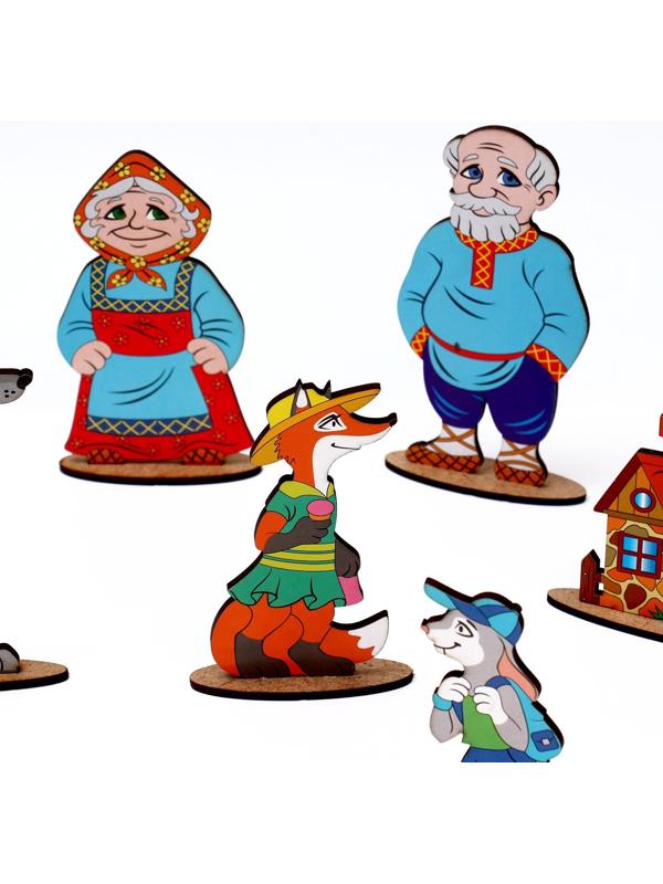 Кукольный театр сказки на столе «Колобок», высота кукол 4-12 см, фигурки односторонние, толщиной: 3 мм