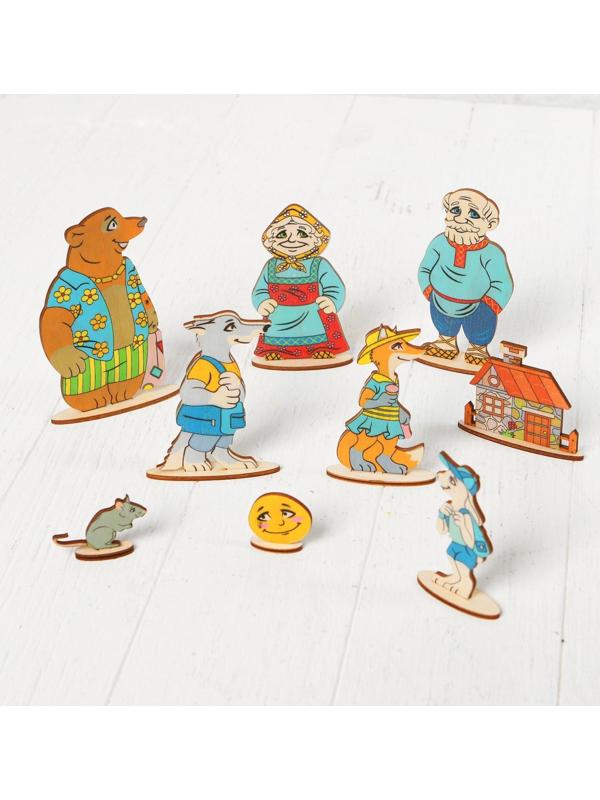 Кукольный театр сказки на столе «Колобок», высота кукол 4-12 см, фигурки односторонние, толщиной: 3 мм