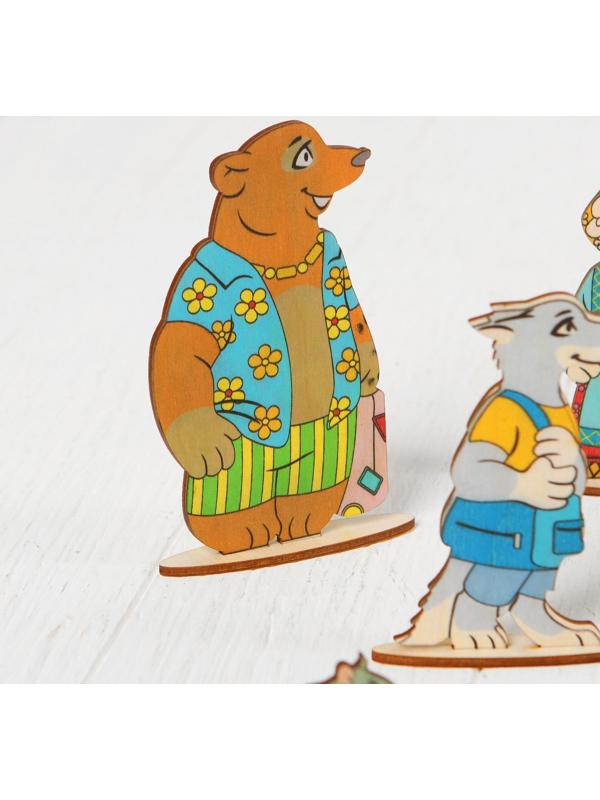 Кукольный театр сказки на столе «Колобок», высота кукол 4-12 см, фигурки односторонние, толщиной: 3 мм