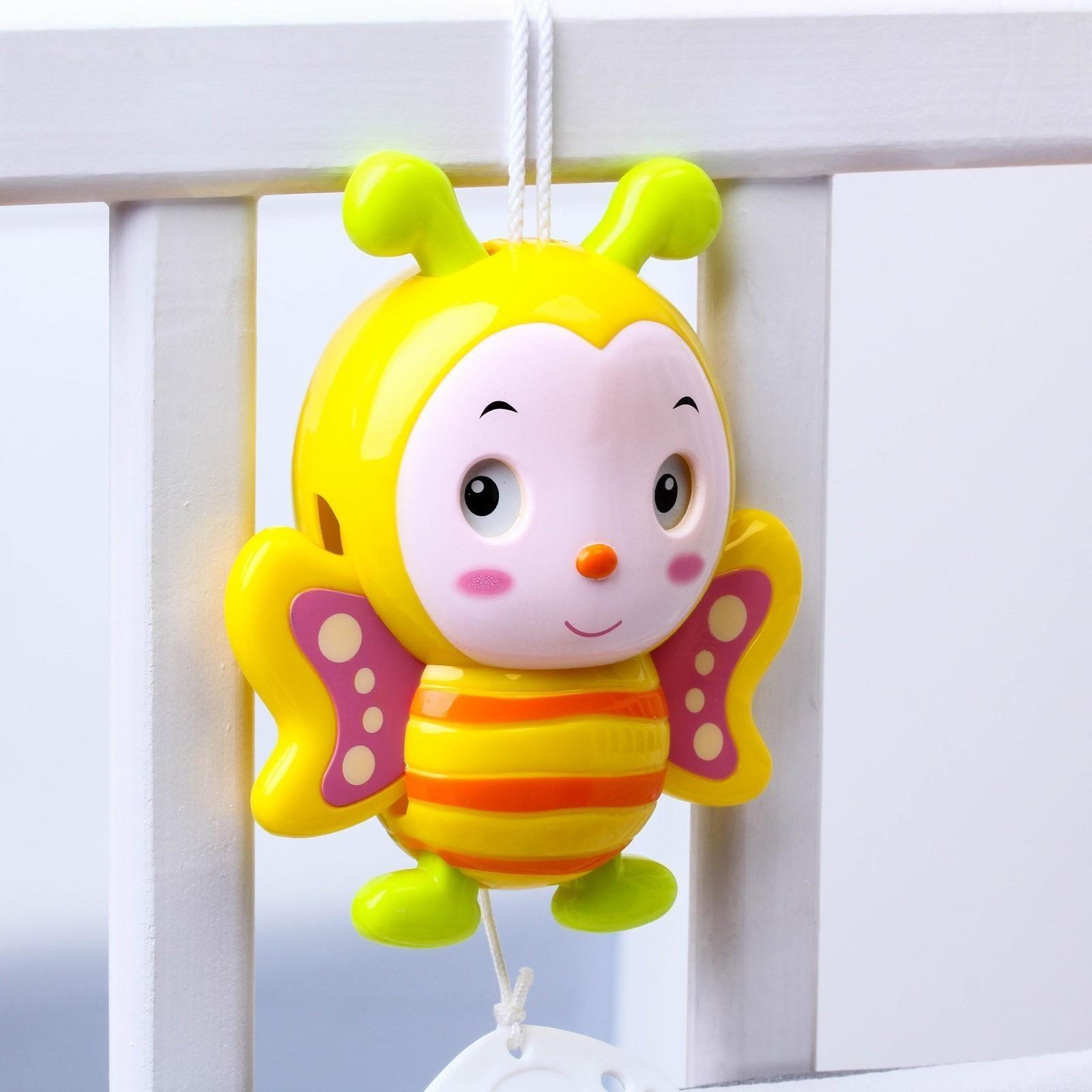 Подвеска музыкальная заводная «Пчелка Жу-жу» на кроватку/коляску, 25 см.