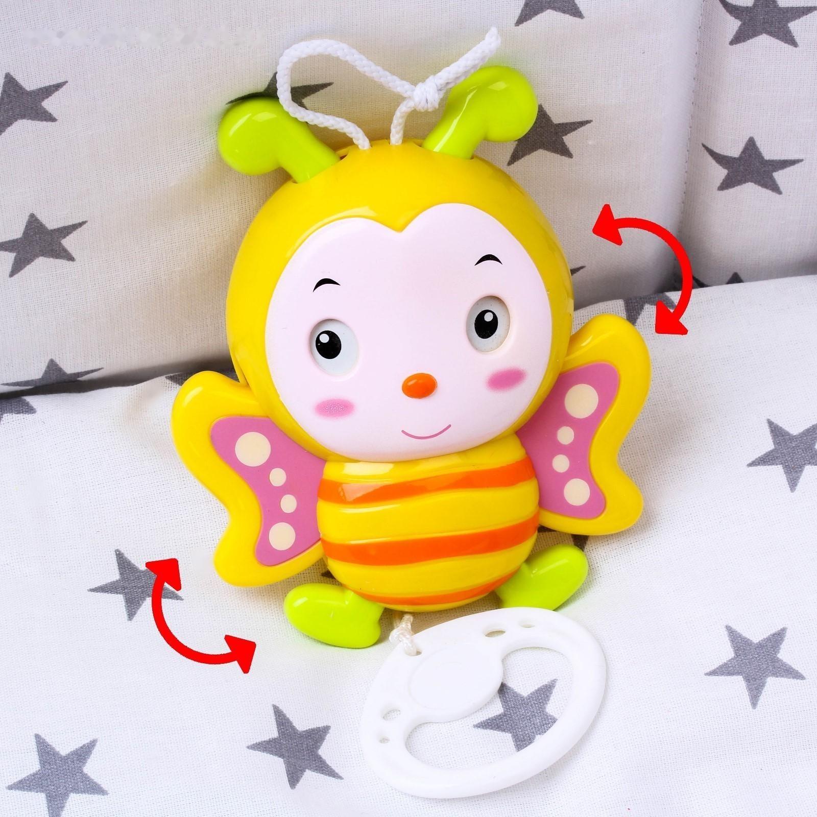 Подвеска музыкальная заводная «Пчелка Жу-жу» на кроватку/коляску, 25 см.