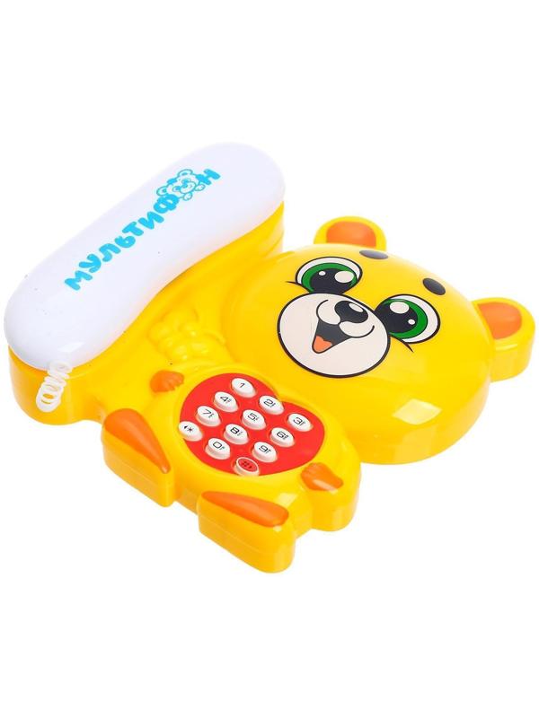 Музыкальный телефон «Мультифон: Весёлый мишутка», русская озвучка, работает от батареек, цвет жёлтый