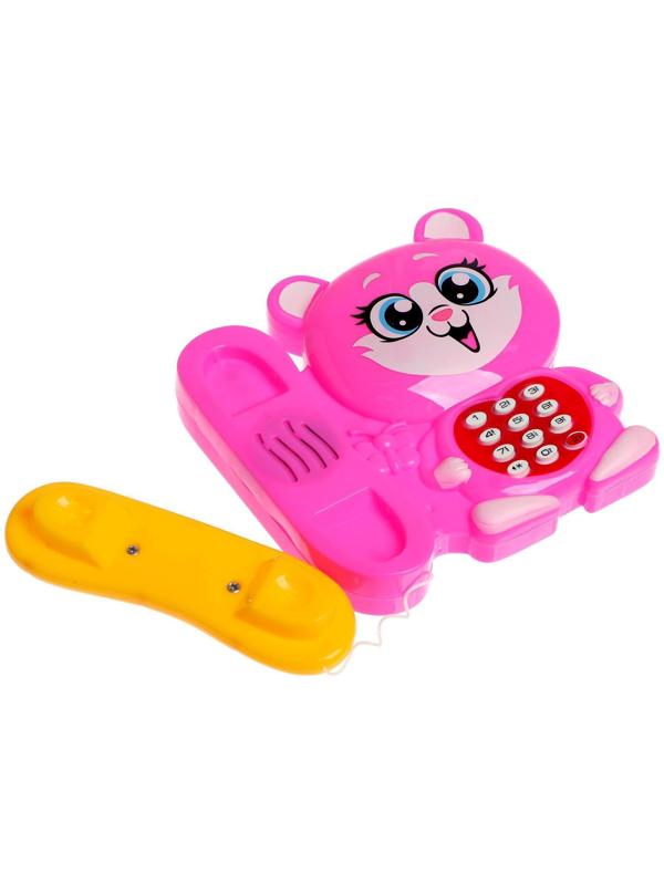 Музыкальный телефончик «Котёнок», русская озвучка, работает от батареек, цвет розовый