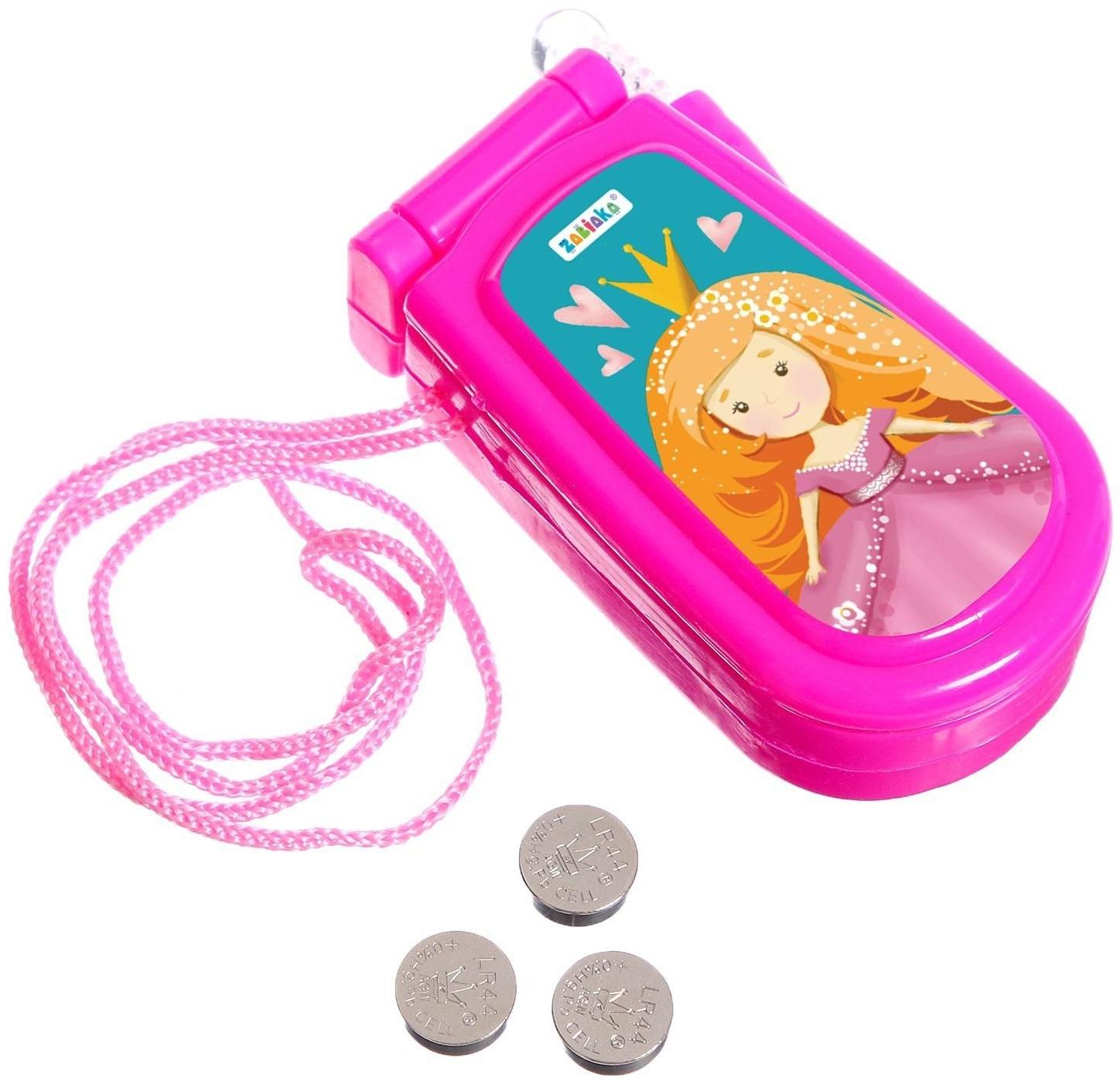 Музыкальный телефончик «Принцесса», русская озвучка, световые эффекты, работает от батареек, МИКС