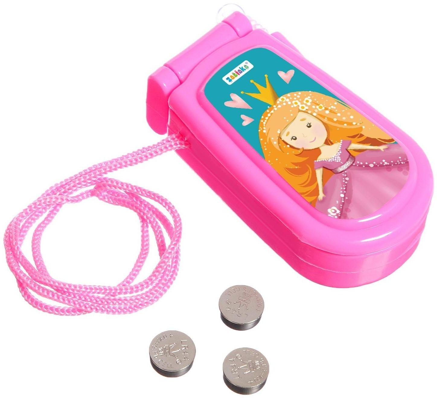 Музыкальный телефончик «Принцесса», русская озвучка, световые эффекты, работает от батареек, МИКС