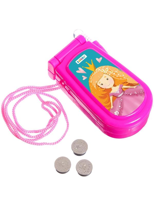 Музыкальный телефончик «Принцесса», русская озвучка, световые эффекты, работает от батареек, МИКС