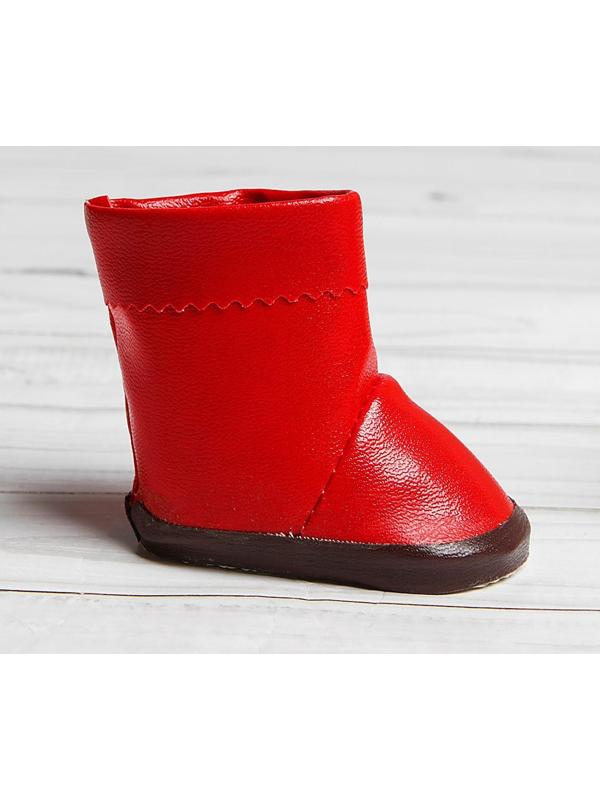 Сапоги с отворотами для куклы, длина подошвы: 7,5 см, цвет красный