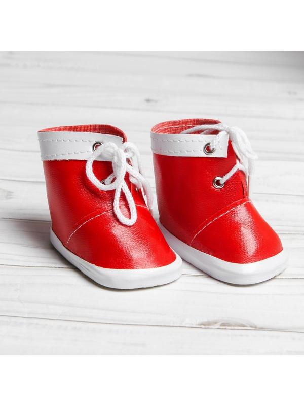 Ботинки для куклы «Завязки», длина подошвы: 7,6 см, 1 пара, цвет красный