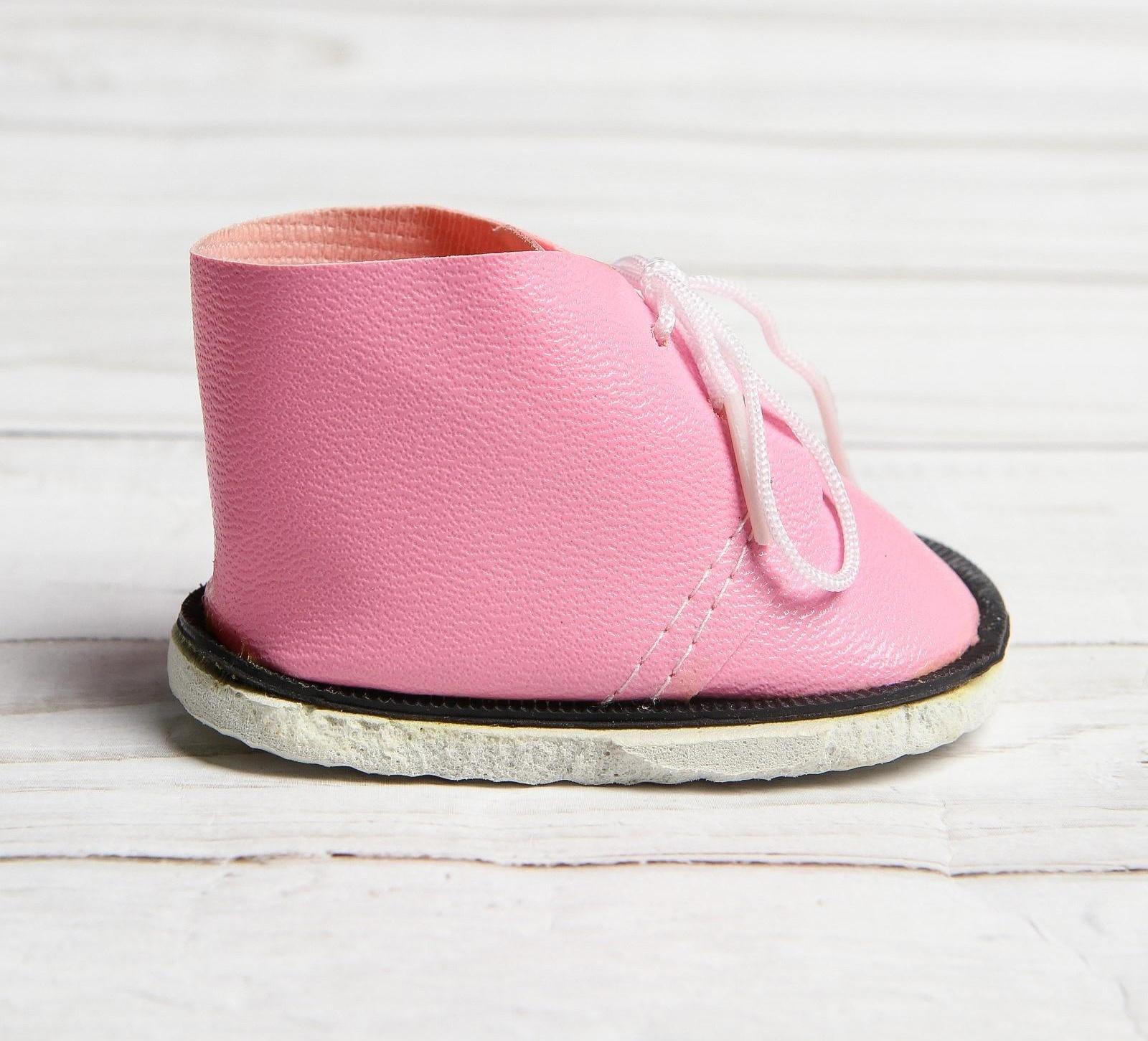 Ботинки для куклы «Завязки», длина подошвы: 7,5 см, 1 пара, цвет нежно-розовый