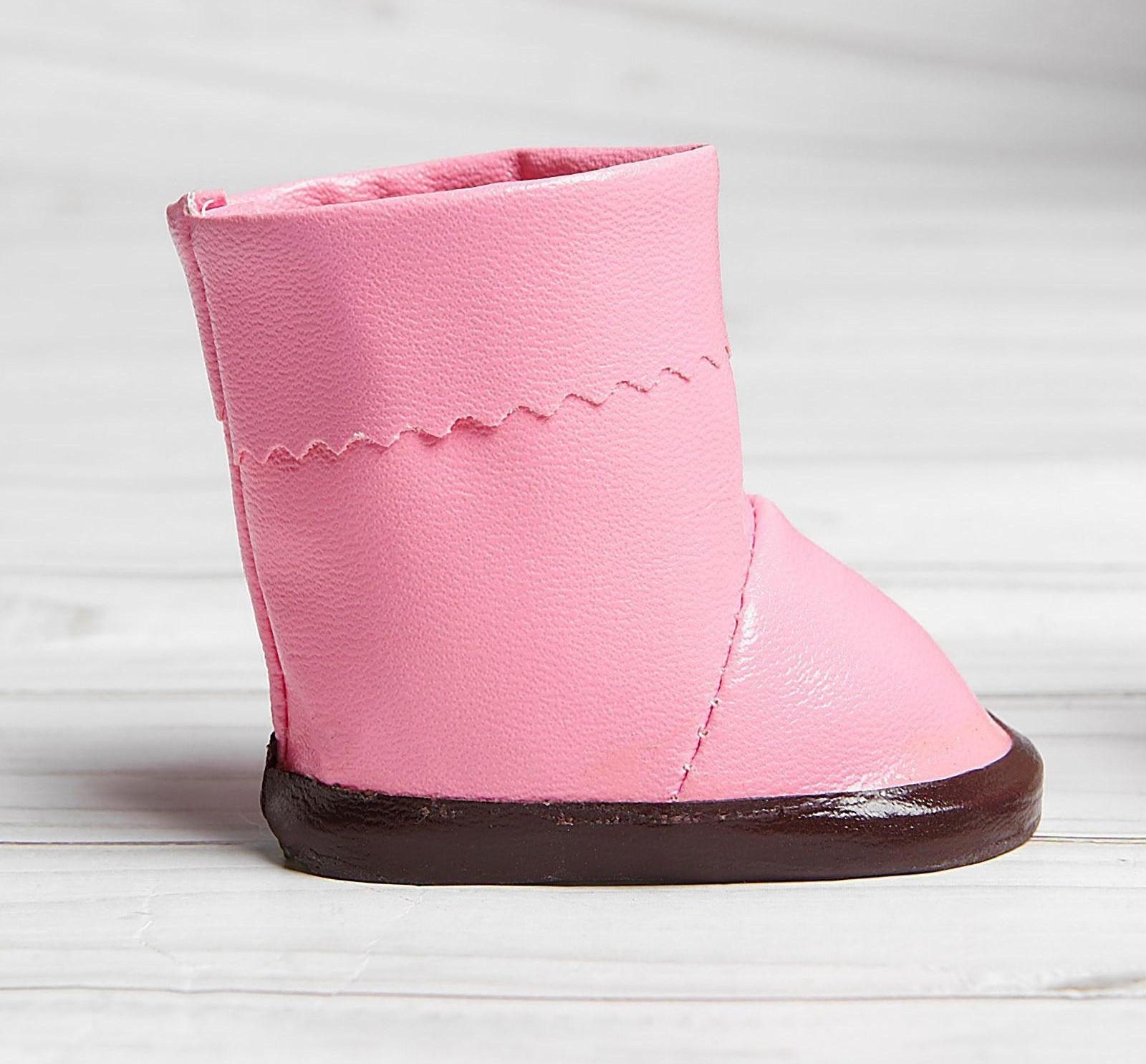 Сапоги с отворотами для куклы, длина подошвы 7,5 см, цвет розовый