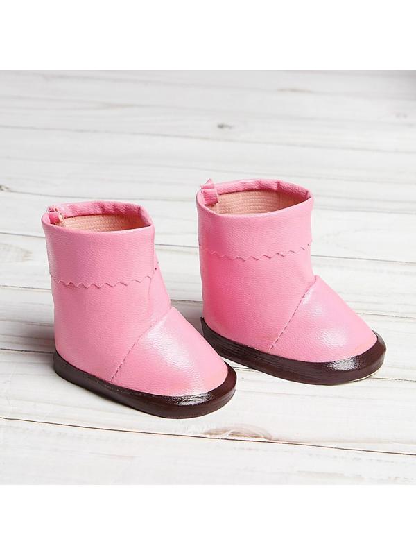Сапоги с отворотами для куклы, длина подошвы 7,5 см, цвет розовый