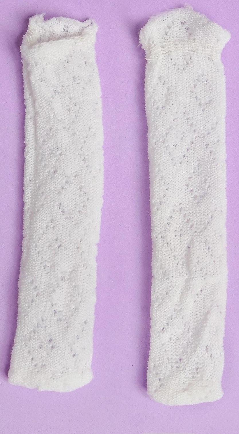 Гольфы ажурные для куклы, цвет белый