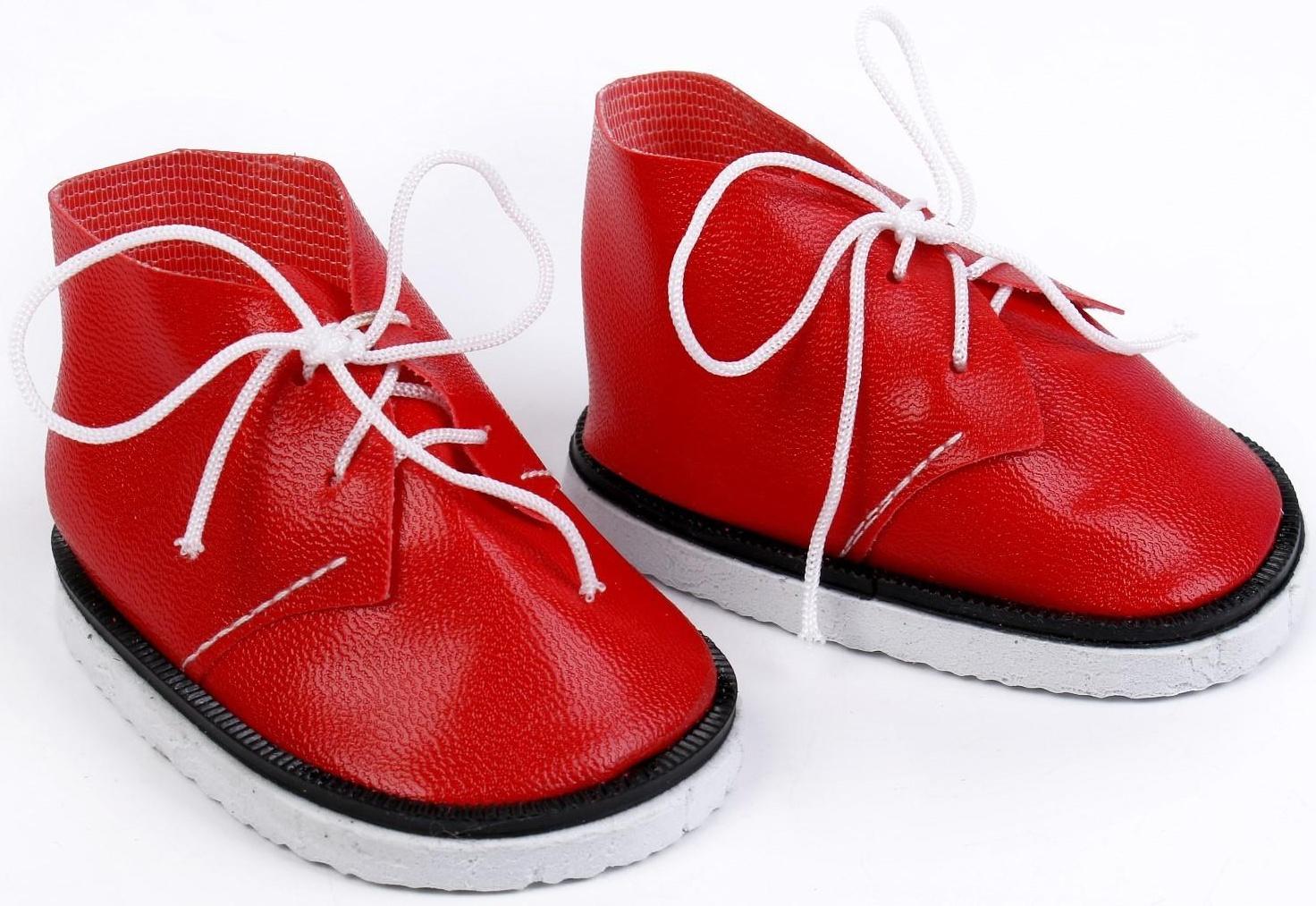 Ботинки для куклы «Завязки», длина подошвы: 7,5 см, 1 пара, цвет красный