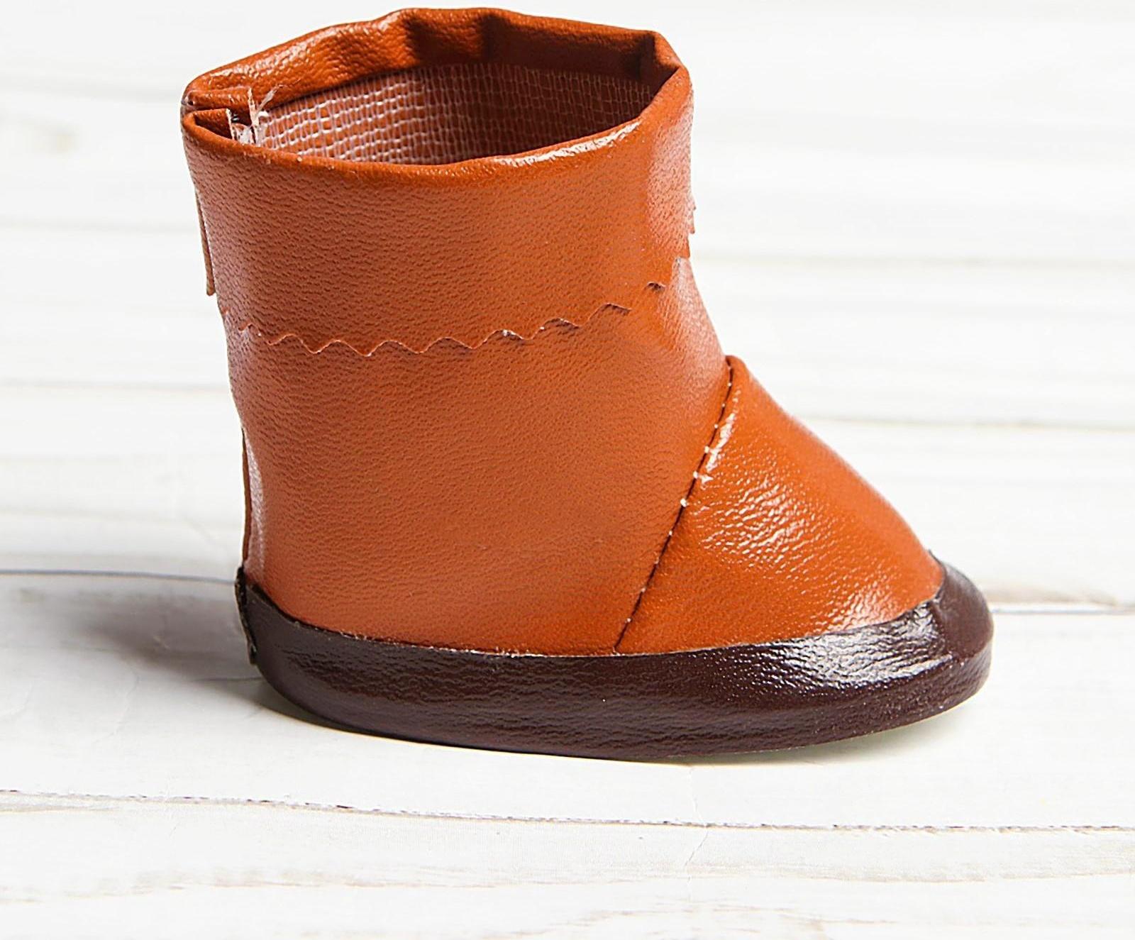 Сапоги с отворотами для куклы, длина подошвы: 6,5 см, цвет коричневый