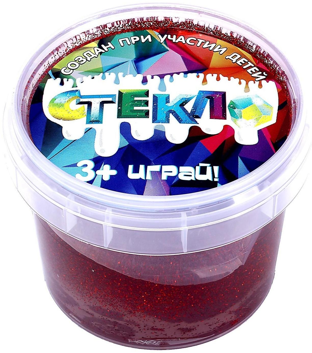 Слайм «Стекло»с эффектом мерцания драгоценных камней — рубин (красный) 100 г