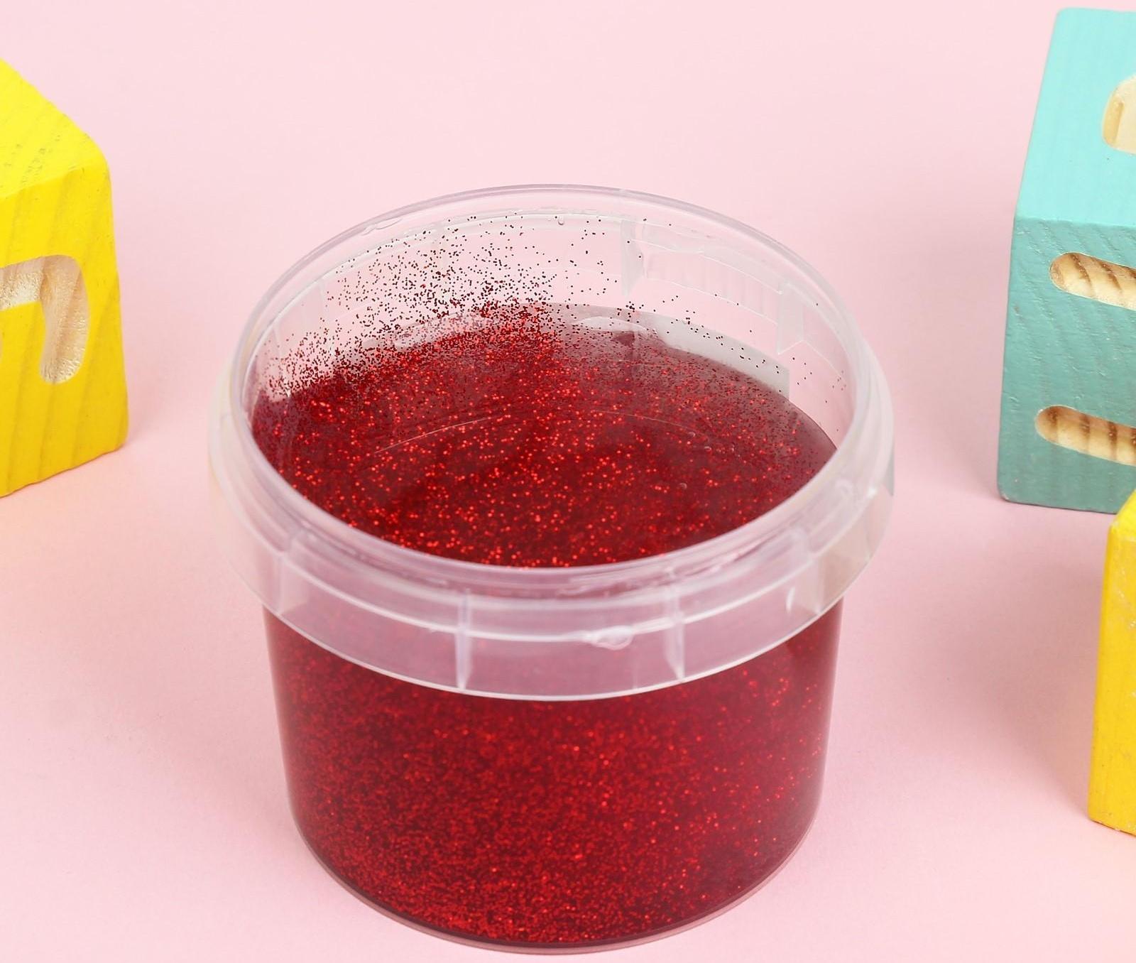 Слайм «Стекло»с эффектом мерцания драгоценных камней — рубин (красный) 100 г