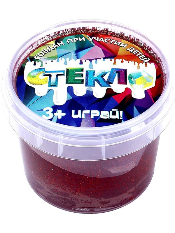 Слайм «Стекло»с эффектом мерцания драгоценных камней — рубин (красный) 100 г